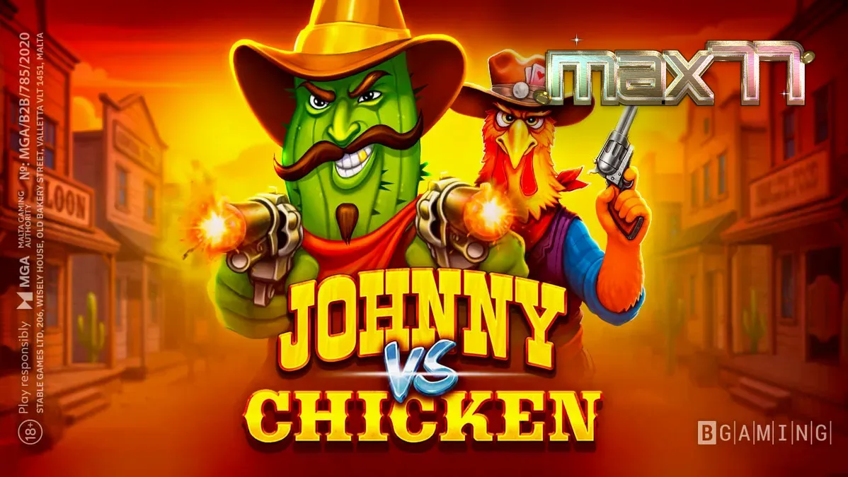 Tampilan visual slot Johnny vs Chicken dengan tema Wild West